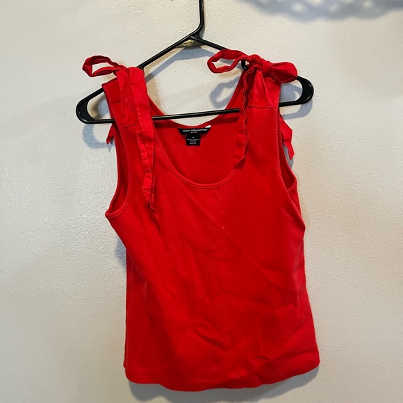 French Connection Vibrant Red Tank Top with Bow Straps - Picture 1 of 3